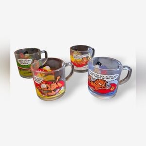 Vintage 1980s Garfield Characters Glass Mug (Set of 4)